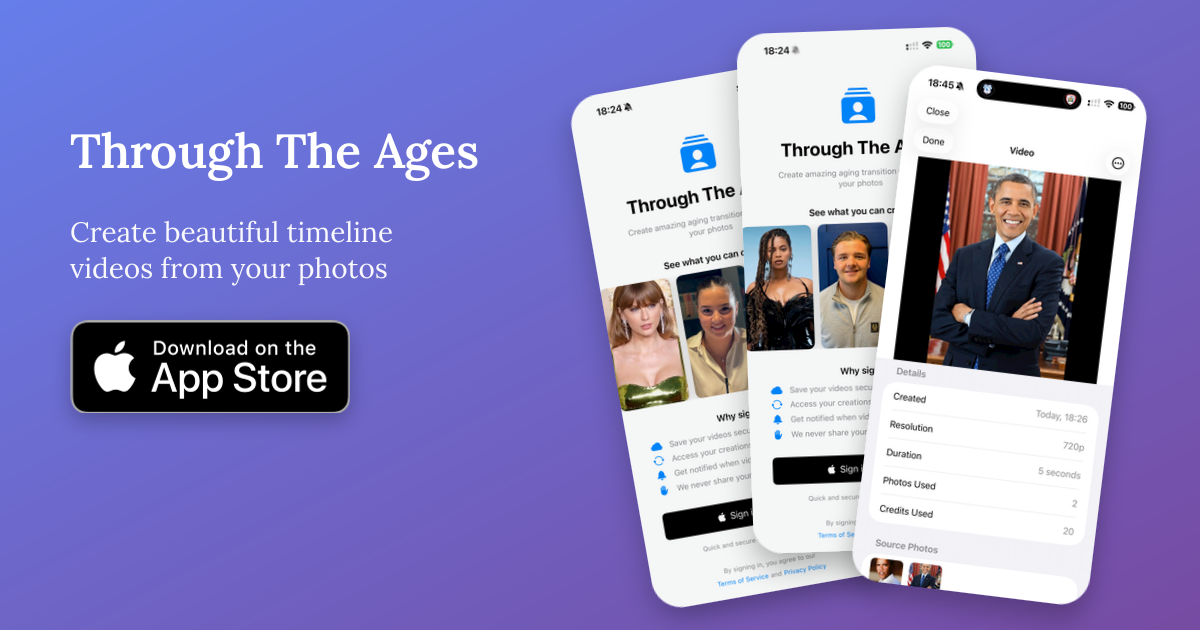 Through The Ages app preview collage